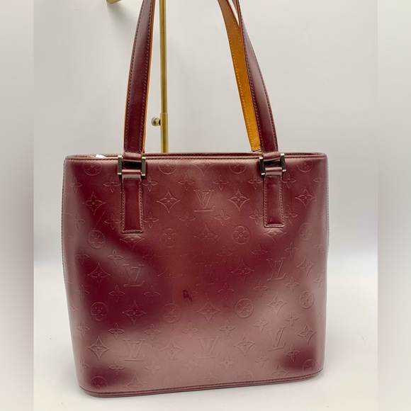 Auth Louis Vuitton Stockton Violette Embossed Monogram Matte Leather Tote Bag - Picture 10 of 16